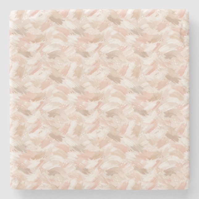 Abstract Brush Stroke Pattern Stone Coaster (Front)