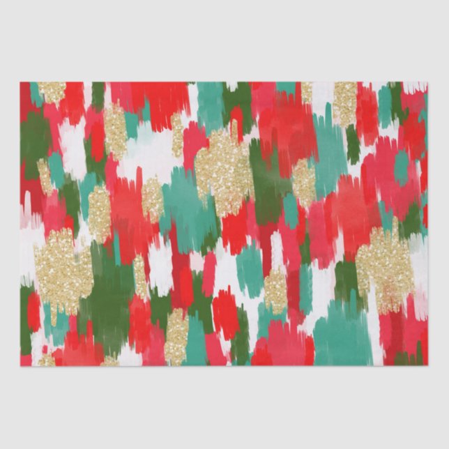 Abstract Brush Strokes Gold Glitter Christmas  Tissue Paper (Front)