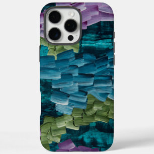Abstract Brush Strokes in Blue, Green, and Purple iPhone 16 Pro Max Case