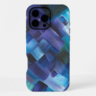 Abstract Brush Strokes in Blue, Teal, and Purple iPhone 16 Pro Max Case