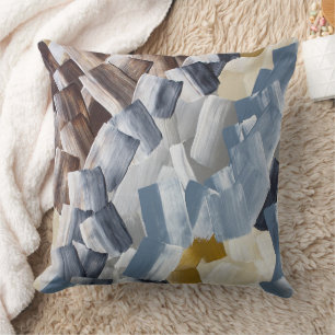 Abstract Brush Strokes in Neutral and Earth Tones Cushion