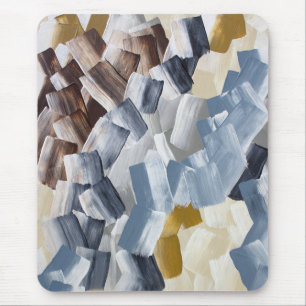 Abstract Brush Strokes in Neutral and Earth Tones Mouse Pad
