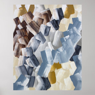 Abstract Brush Strokes in Neutral and Earth Tones Poster