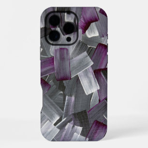 Abstract Brush Strokes in Purple, Black, and Grey iPhone 16 Pro Max Case