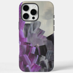 Abstract Brush Strokes in Purple, Grey, and Black iPhone 16 Pro Max Case