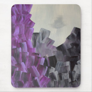 Abstract Brush Strokes in Purple, Grey, and Black Mouse Pad