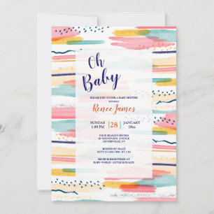 Abstract Brush Strokes Invitation