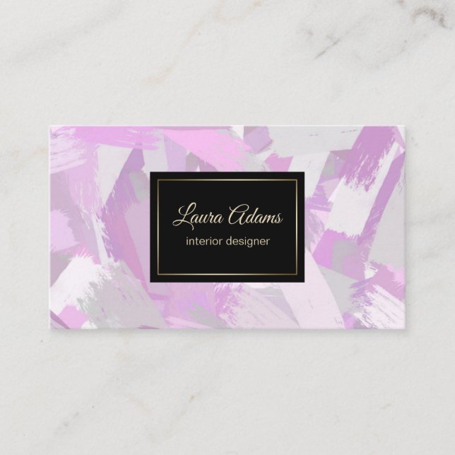 Abstract Brush strokes Pink Violet Business Card (Front)