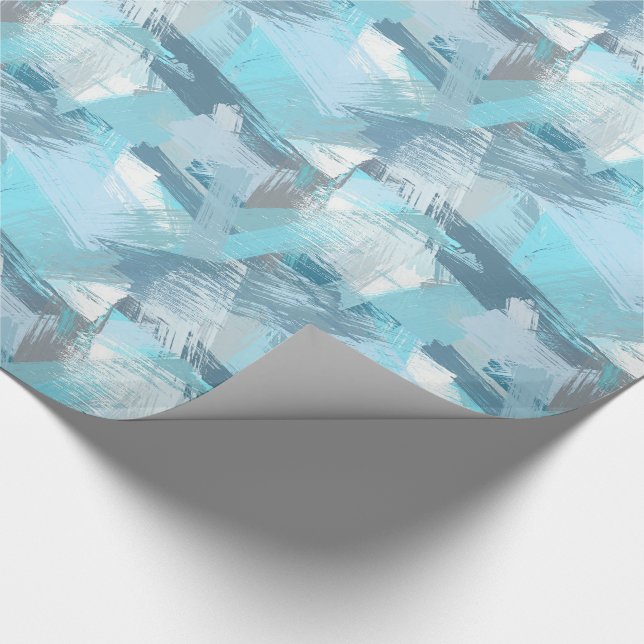 abstract brush strokes teal pattern. wrapping paper (Corner)