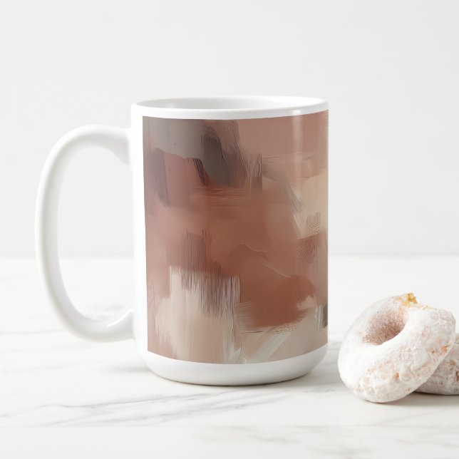 Abstract Brushstroke Ceramic Mug – Artistic Earth  (With Donut)