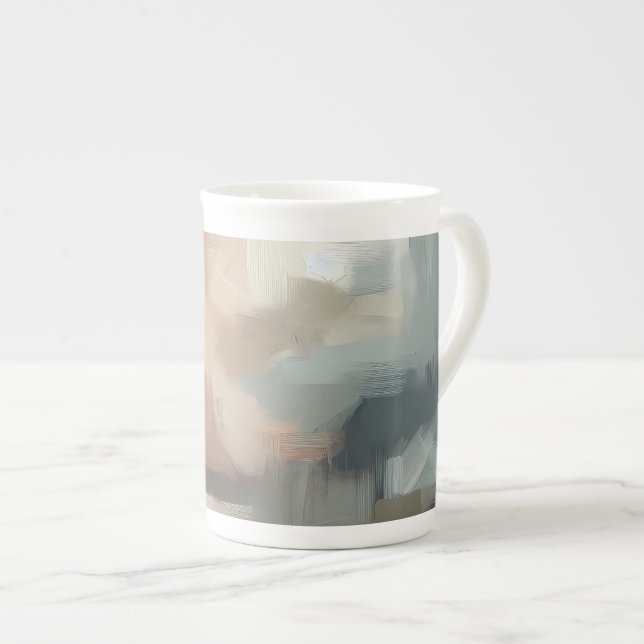 Abstract Brushstroke Ceramic Mug – Artistic Earth  (Front Right)