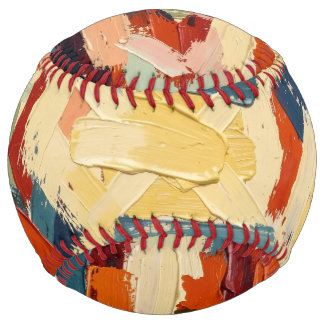 Abstract Brushstrokes in Blue, Orange and Cream Softball