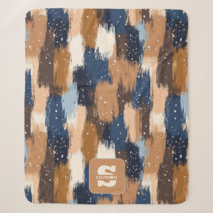 Abstract Brushstrokes in Blue, White & Brown (2) Sherpa Blanket