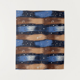 Abstract Brushstrokes in Blue, White & Brown (3) Tapestry