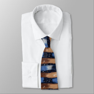 Abstract Brushstrokes in Blue, White & Brown (3) Tie