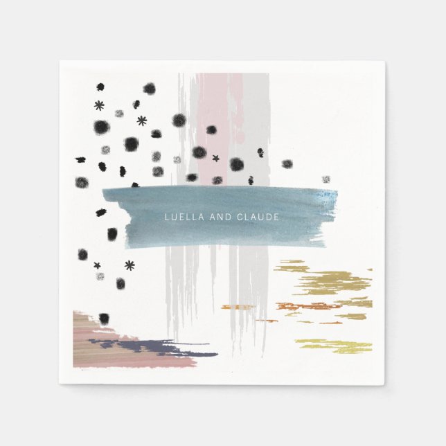Abstract Brushstrokes Wedding Napkin (Front)