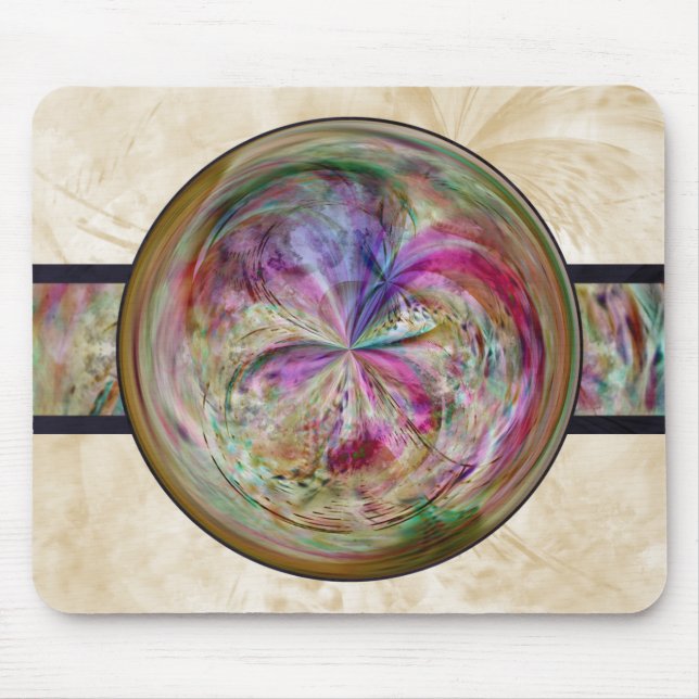 Abstract Bubble Mandala With Ribbon Mouse Pad (Front)
