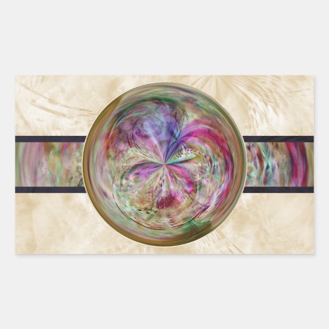 Abstract Bubble Mandala With Ribbon Rectangular Sticker (Front)