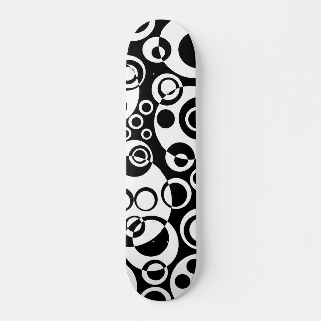 Abstract Bubbles 01 - B/W - Retro Skateboard (Front)