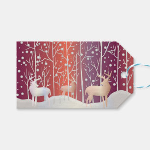 Abstract Bucks, Trees and Snow Gift Tags