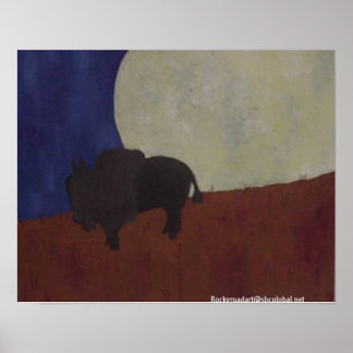 Abstract Buffalo at Night Poster