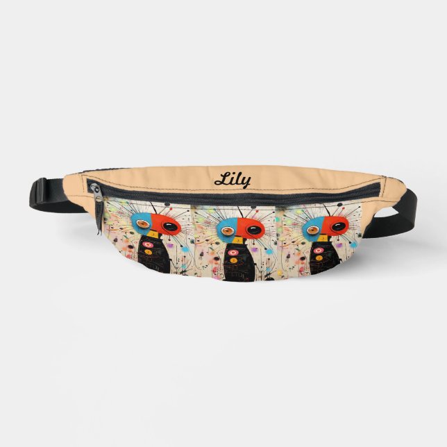 Abstract Bug Fanny Pack in Red Black & Beige (Front)