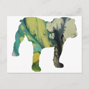 Abstract bull dog Silhouette Postcard
