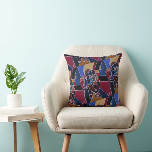 Abstract Bull Painting by Alfred Fox Cushion (Chair)