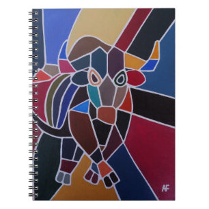 Abstract Bull Painting by Alfred Fox Notebook