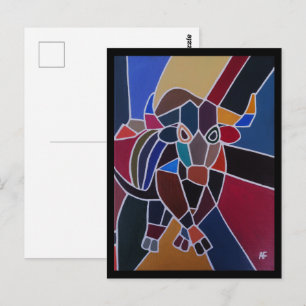Abstract Bull Painting by Alfred Fox Postcard