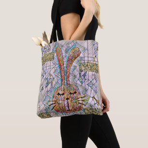 Abstract bunny tote bag