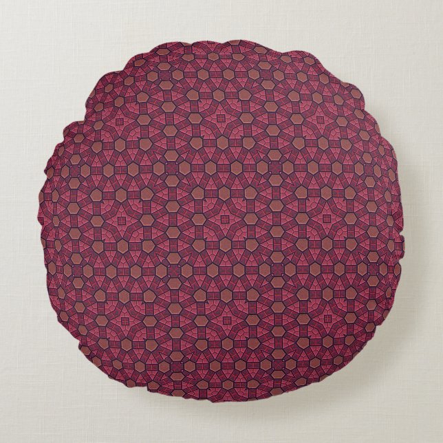 Abstract Burgundy Round Cushion (Front)