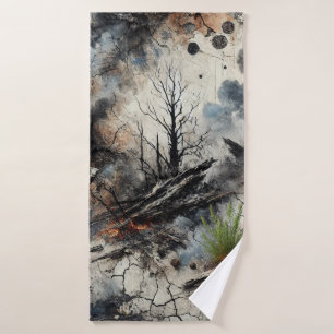Abstract Burnt Forest Bath Towel
