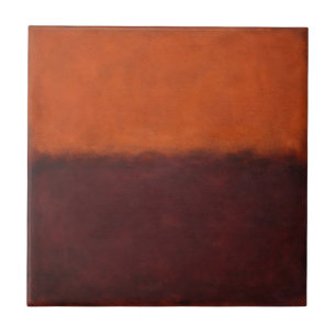 Abstract Burnt Orange Horizon Ceramic Tile