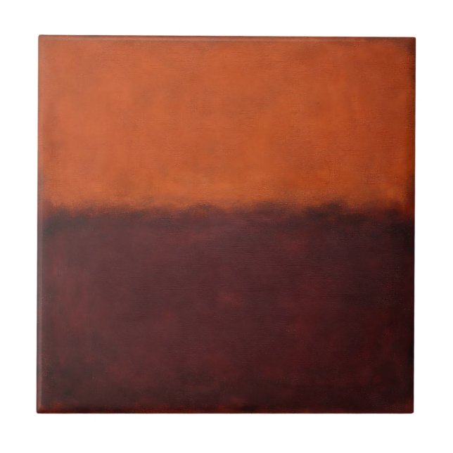 Abstract Burnt Orange Horizon Ceramic Tile (Front)