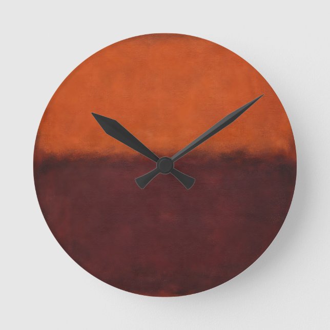 Abstract Burnt Orange Horizon Round Clock (Front)
