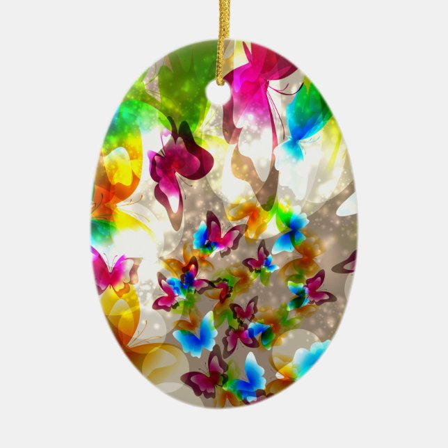 Abstract Butterflies Ceramic Tree Decoration (Front)