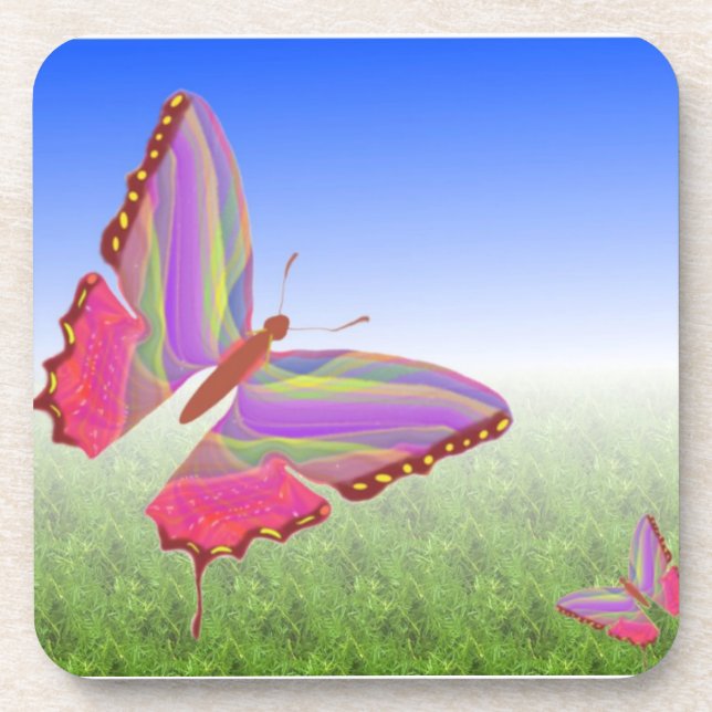 Abstract Butterflies Cork Coaster (Front)