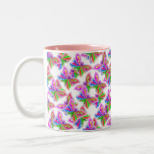 Abstract Butterflies in Pink Two-Tone Coffee Mug