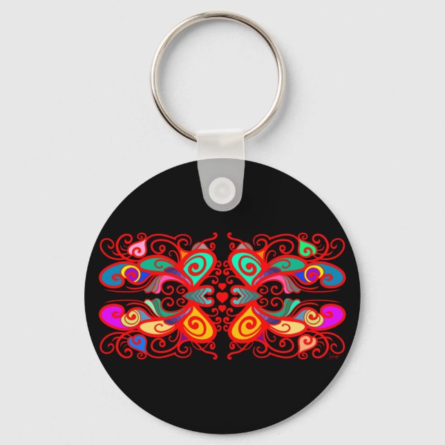 Abstract Butterflies Key Ring (Front)