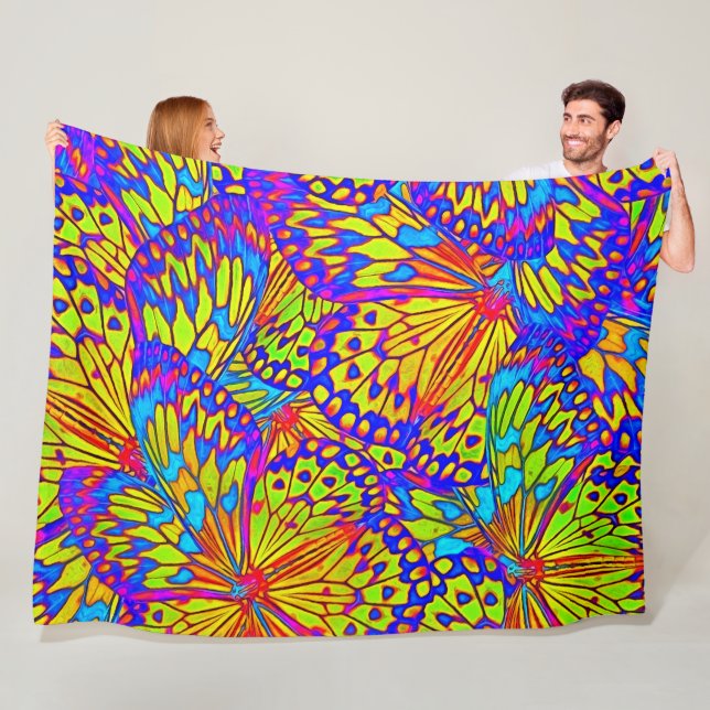 Abstract butterflies - modern fleece blanket (In Situ)