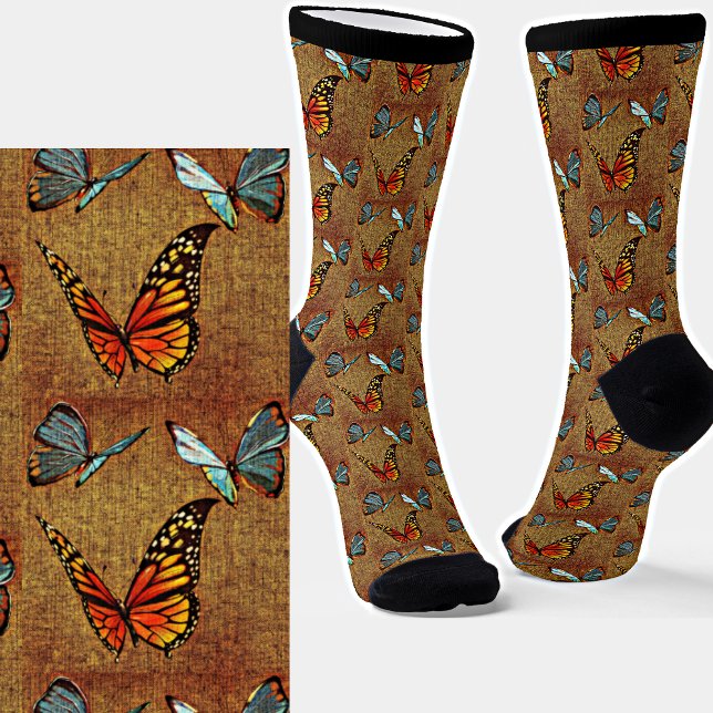 Abstract Butterflies on Brown  Socks (Creator Uploaded)