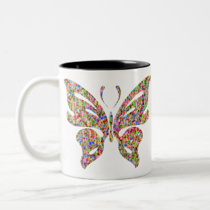 Abstract Butterfly 2 Two-Tone Coffee Mug