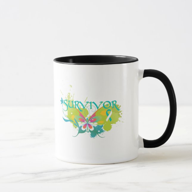 Abstract Butterfly Cervical Cancer Survivor Mug (Right)