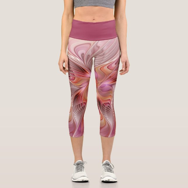 Abstract Butterfly Colourful Fantasy Fractal Art Capri Leggings (Front)
