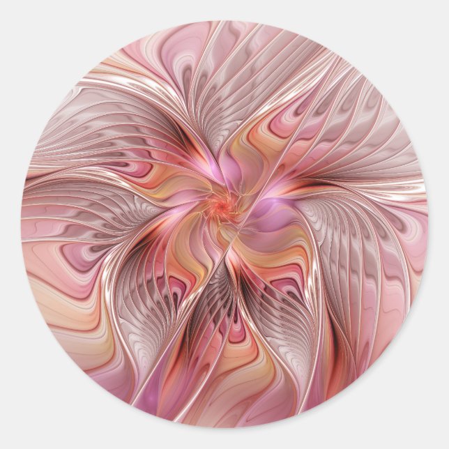 Abstract Butterfly Colourful Fantasy Fractal Art Classic Round Sticker (Front)