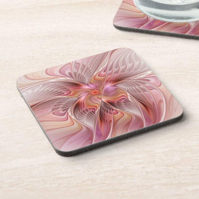 Abstract Butterfly Colourful Fantasy Fractal Art Coaster (Left Side)