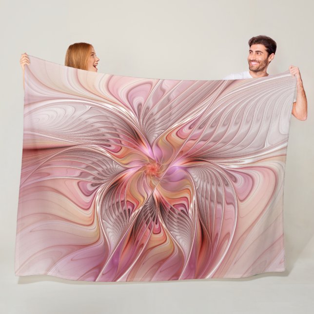 Abstract Butterfly Colourful Fantasy Fractal Art Fleece Blanket (In Situ)