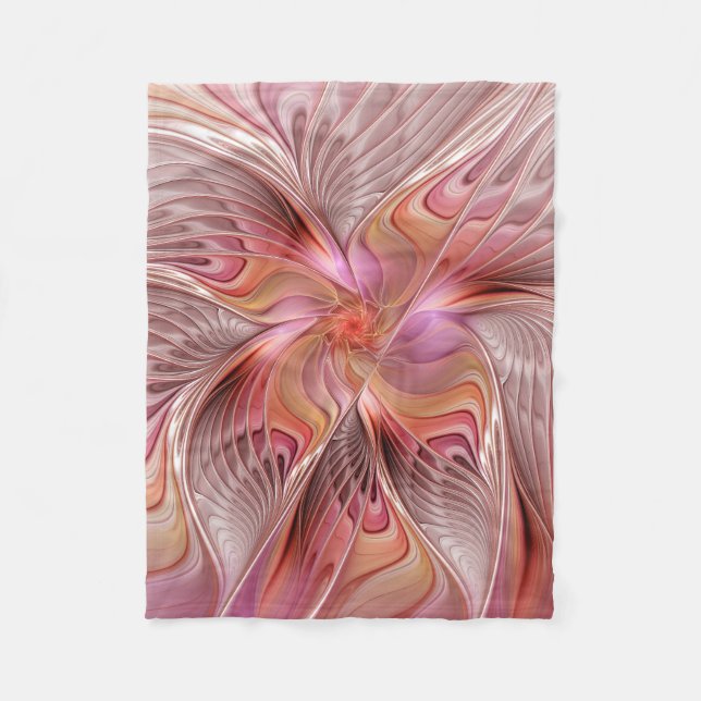 Abstract Butterfly Colourful Fantasy Fractal Art Fleece Blanket (Front)