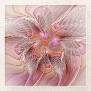 Abstract Butterfly Colourful Fantasy Fractal Art Glass Coaster